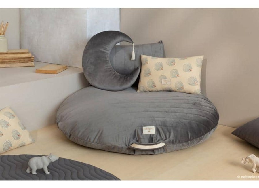 Nursery & Interior Nobodinoz Cushions | Sahara Floor Cushion / Bean Bag Slate Grey