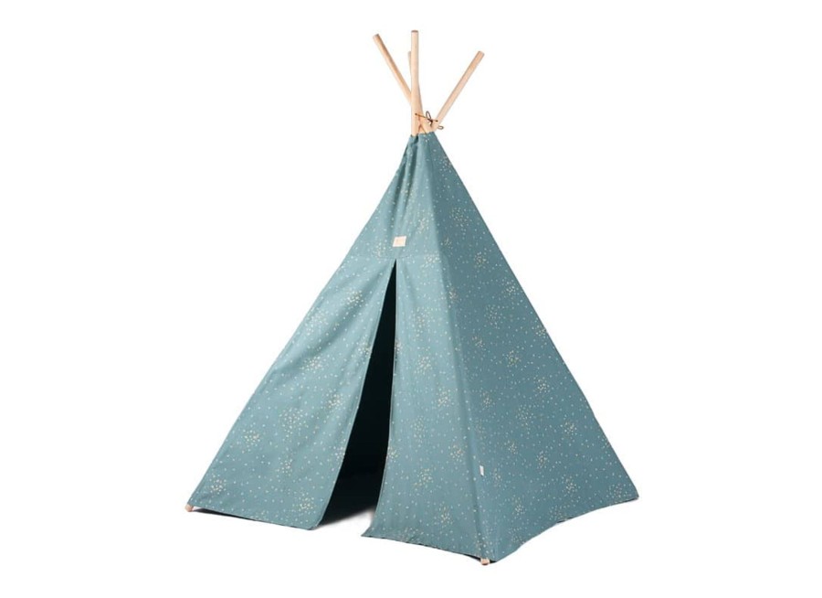 Nursery & Interior Nobodinoz Teepee, Tents & Tunnels | Phoenix Teepee Gold Confetti Magic Green