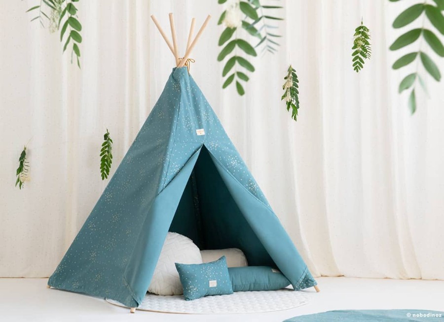 Nursery & Interior Nobodinoz Teepee, Tents & Tunnels | Phoenix Teepee Gold Confetti Magic Green