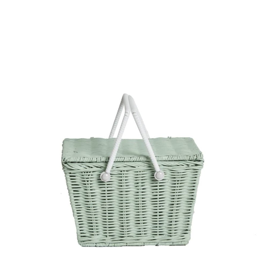 Outdoor Olli Ella Picnic Tupperware & Blankets | Piki Rattan Basket - Mint