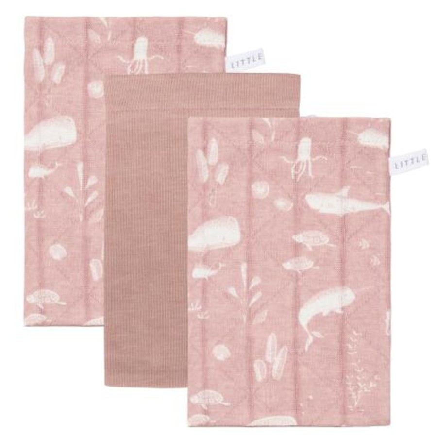 Mealtimes & Care Little Dutch Hooded Towels | Washcloths Set Ocean Pink