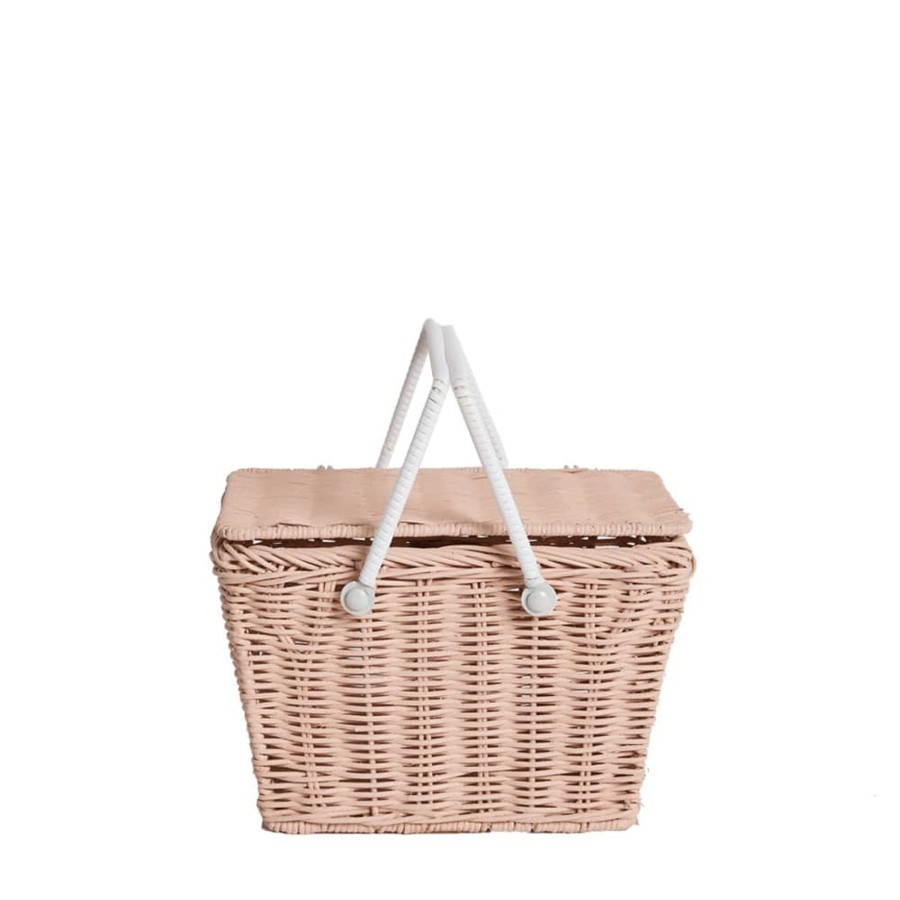 Outdoor Olli Ella Picnic Tupperware & Blankets | Piki Rattan Basket - Rose