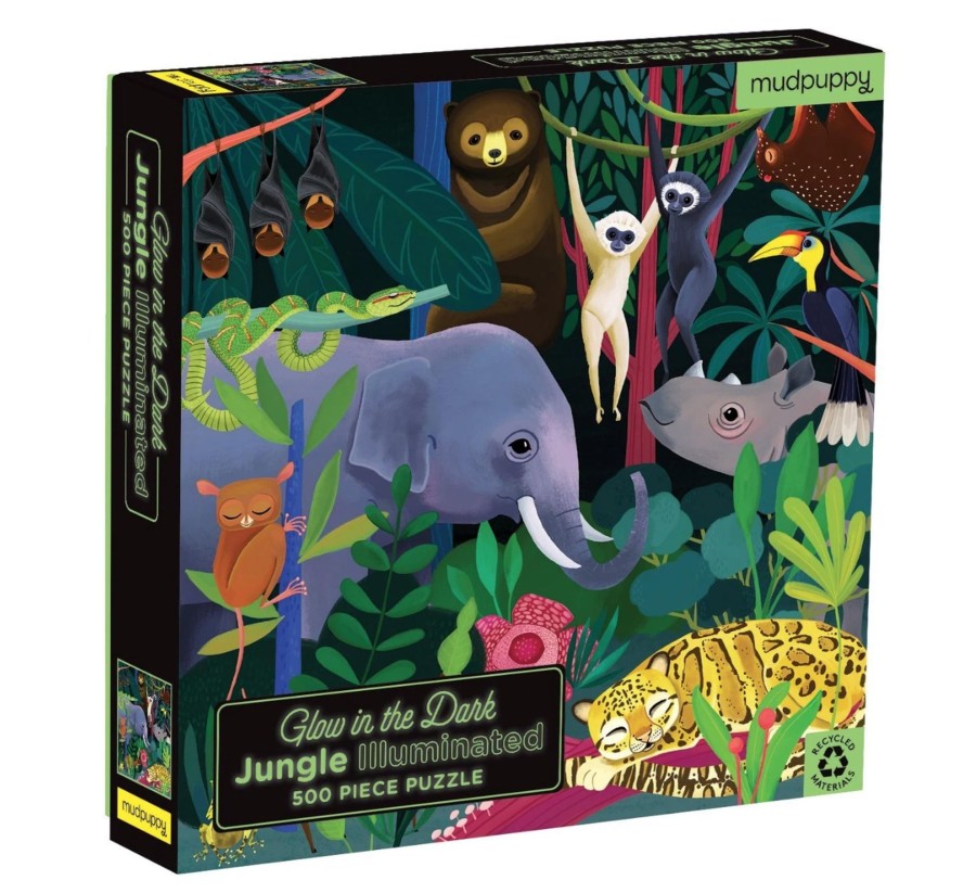 Toys & Play Mudpuppy Puzzles & Games | Jungle - Illuminated Glow In The Dark Family Puzzle