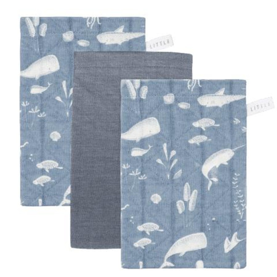 Mealtimes & Care Little Dutch Hooded Towels | Washcloths Set Ocean Blue