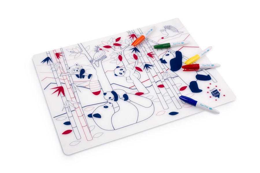 Mealtimes & Care Super Petit Children'S Cutlery & Placements | Tablemat Set - Panda Wildlife