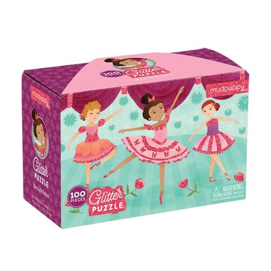 Toys & Play Mudpuppy Puzzles & Games | Ballerina 100-Piece Glitter Puzzle