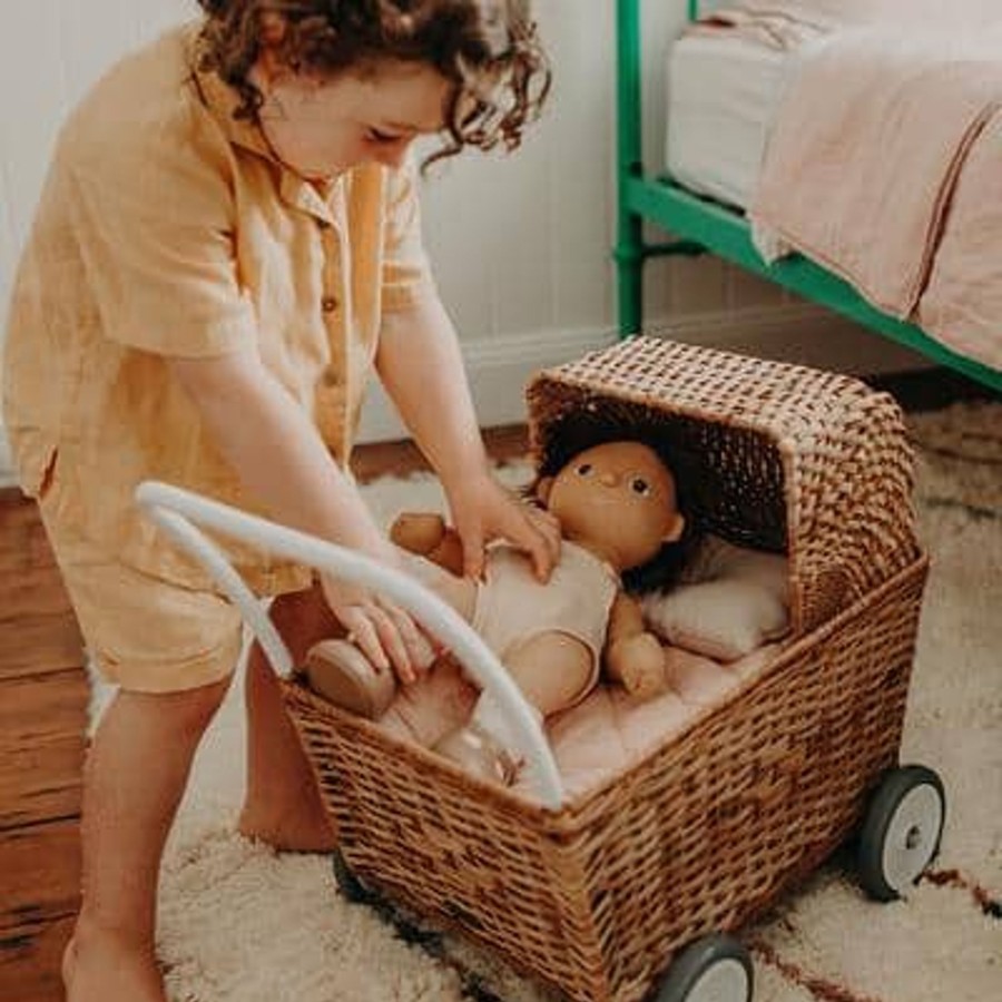 Toys & Play Olli Ella Dolls & Accessories | Rattan Strolley - Natural