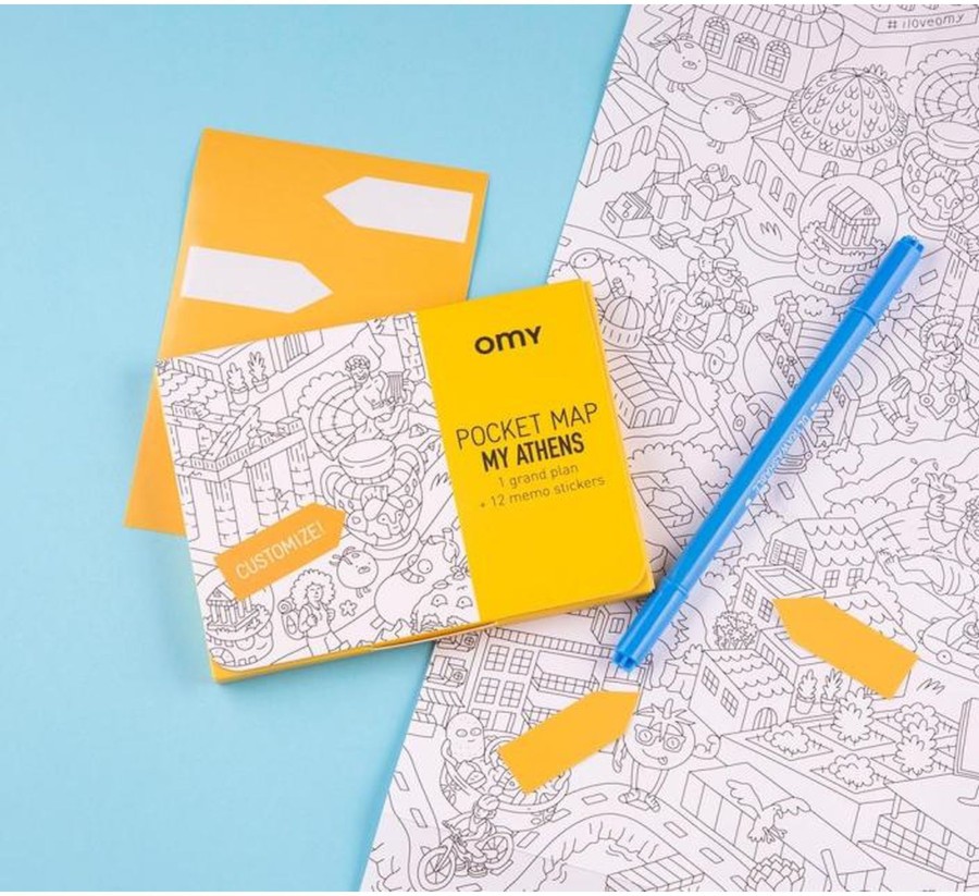 Outdoor OMY Kids Accessories & Travel Activities | My Athens Coloring Pocket Maps