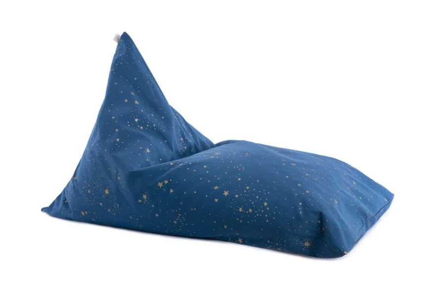 Nursery & Interior Nobodinoz Cushions | Essaouira Kid Beanbag Gold Stella Night Blue