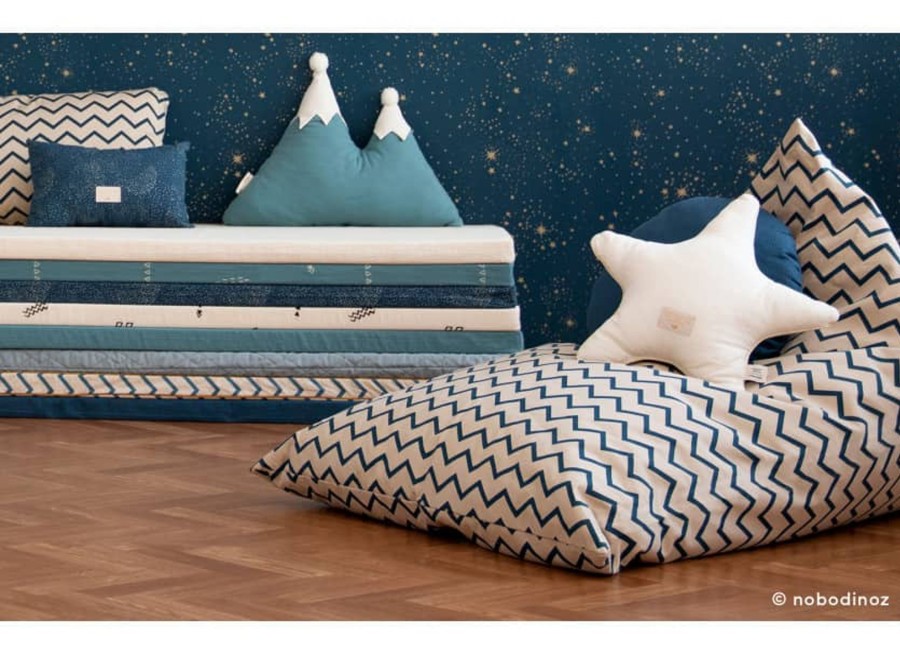 Nursery & Interior Nobodinoz Cushions | Essaouira Kid Beanbag Gold Stella Night Blue