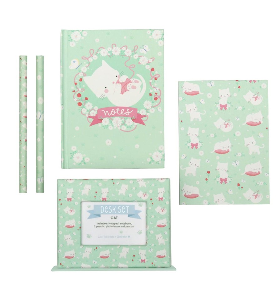 Clothing & Accessories A Little Lovely Company Pencil Cases & Stationery | Desk Set - Cat