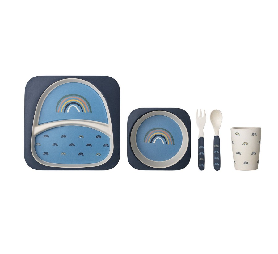 Mealtimes & Care Bloomingville Dinner Sets | Henry Serving Set, Blue, Bamboo