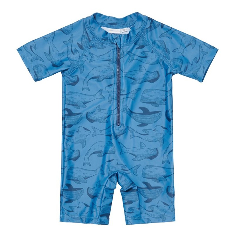 Clothing & Accessories Little Dutch Swimwear | Swimsuit Short Sleeves Sea Life Blue