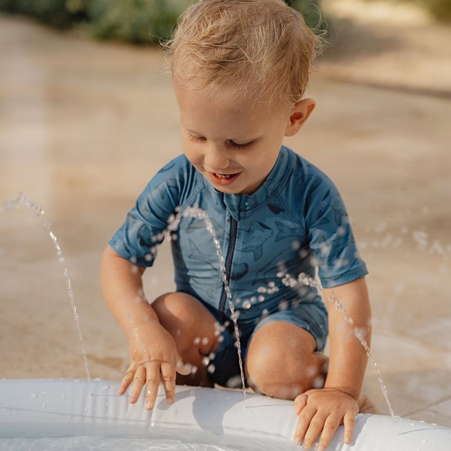 Clothing & Accessories Little Dutch Swimwear | Swimsuit Short Sleeves Sea Life Blue