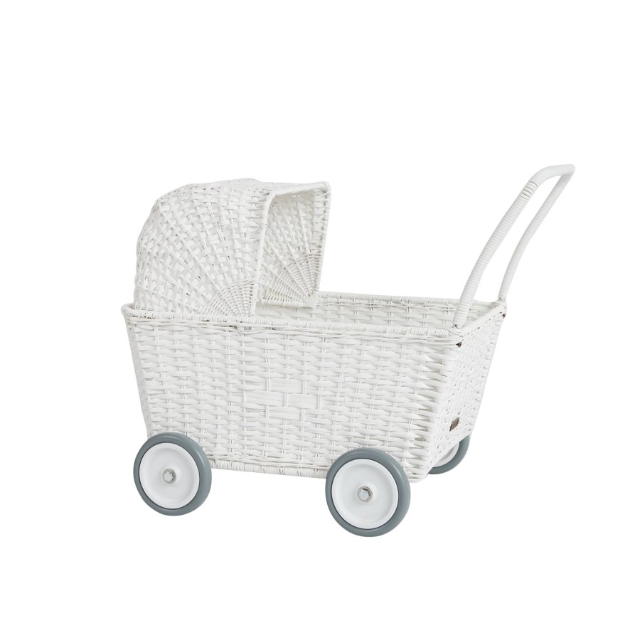 Toys & Play Olli Ella Dolls & Accessories | Rattan Strolley - White