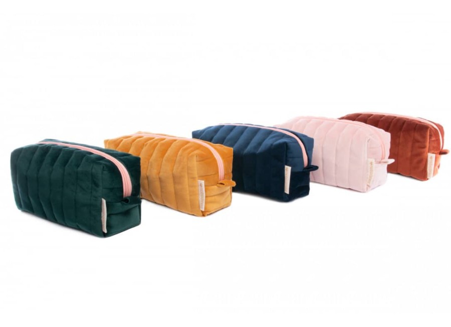 Mealtimes & Care Nobodinoz Beauty Pouches | Savanna Makeup Case Velvet Jungle Green