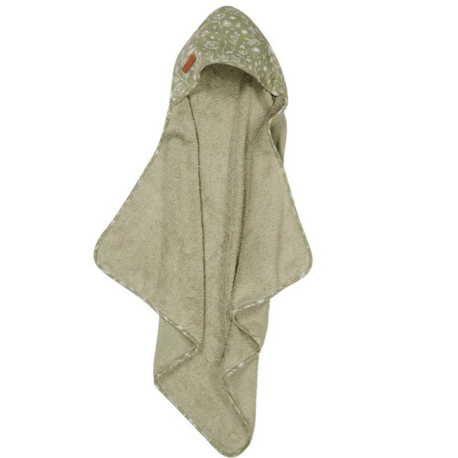 Mealtimes & Care Little Dutch Hooded Towels | Hooded Towel Wild Flowers Olive