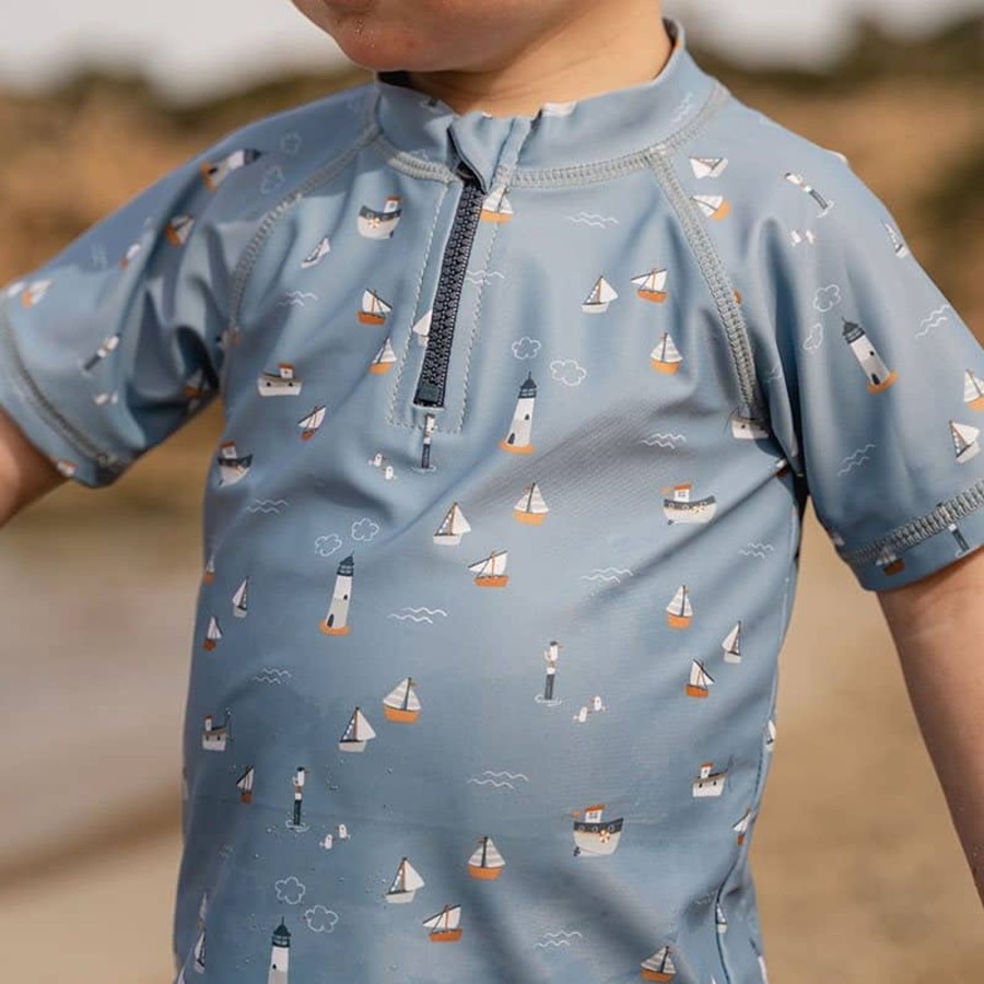 Clothing & Accessories Little Dutch Swimwear | Swim T-Shirt Sailors Bay Dark Blue