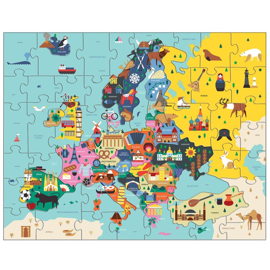 Toys & Play Mudpuppy Puzzles & Games | Map Of Europe 70 Piece Puzzle