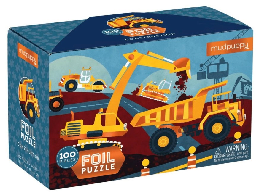 Toys & Play Mudpuppy Puzzles & Games | Mudpuppy Construction Foil Puzzle (100 Piece)