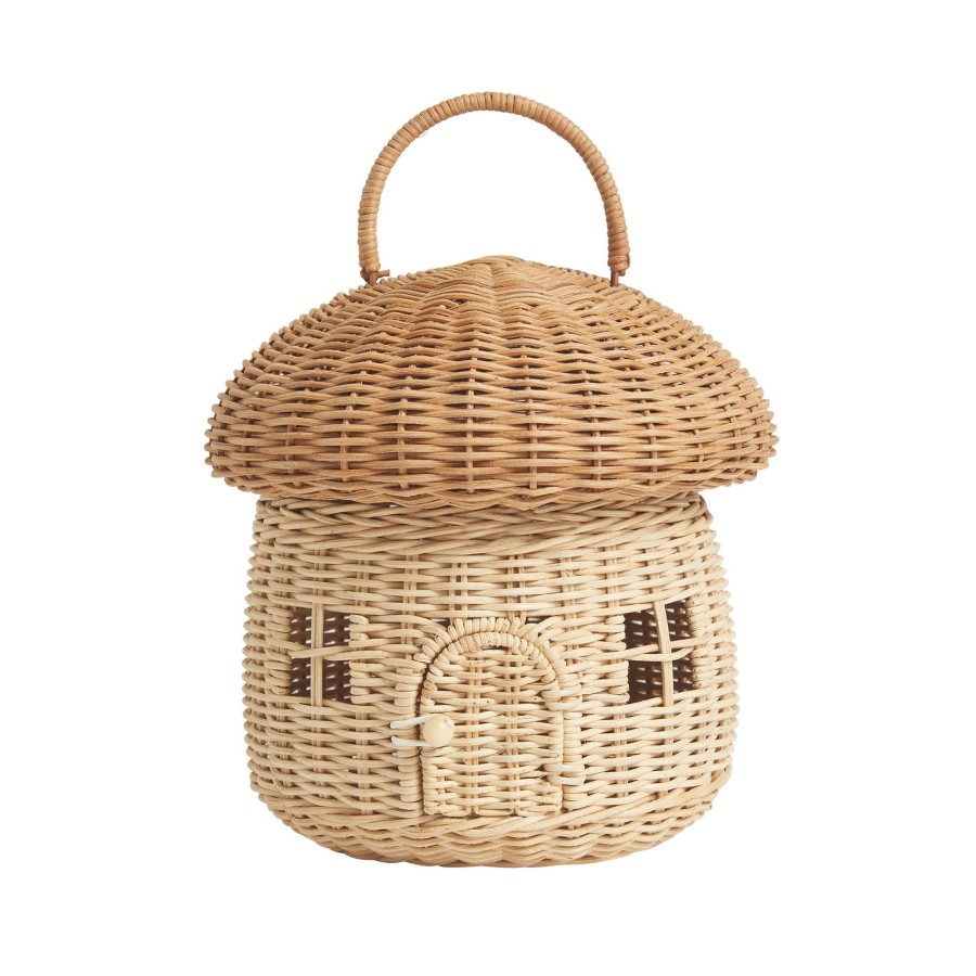 Outdoor Olli Ella Picnic Tupperware & Blankets | Rattan Mushroom Basket - Natural