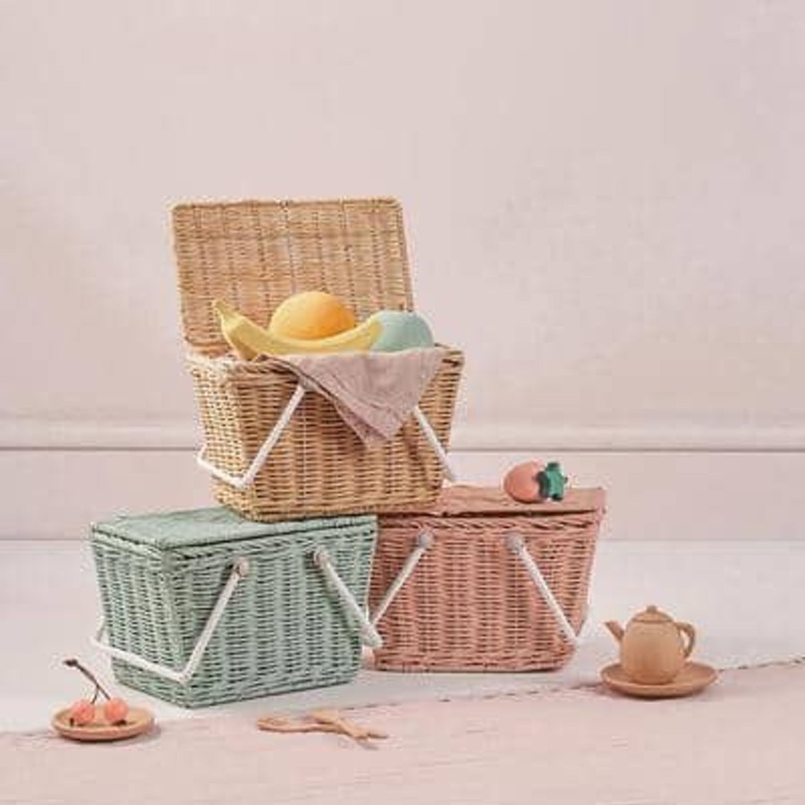 Outdoor Olli Ella Picnic Tupperware & Blankets | Piki Rattan Basket - Straw