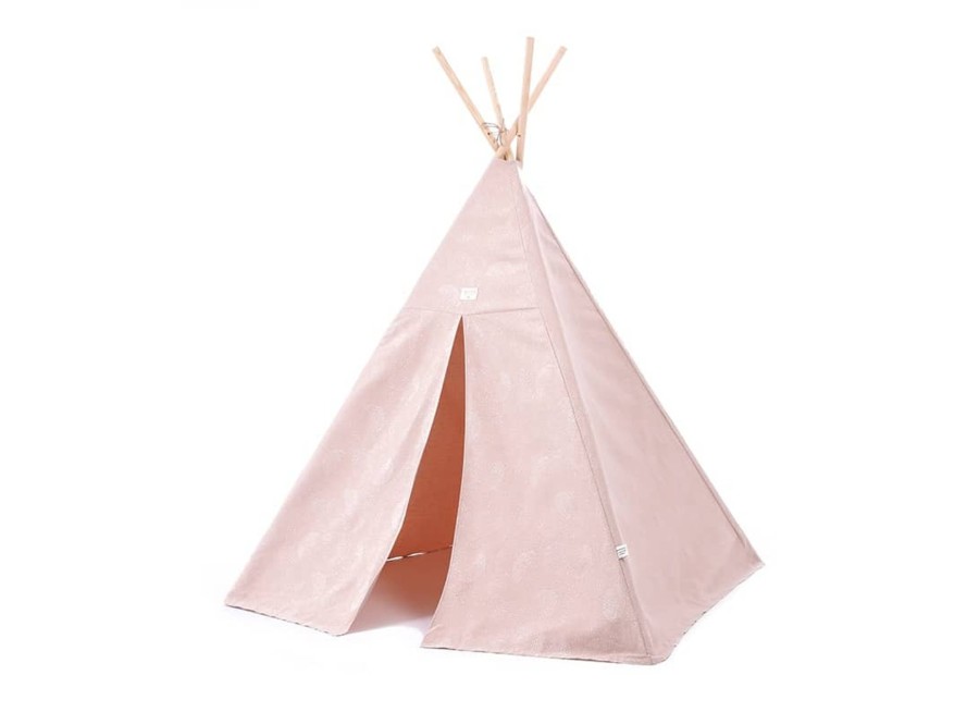 Nursery & Interior Nobodinoz Teepee, Tents & Tunnels | Phoenix Teepee White Bubble Misty Pink