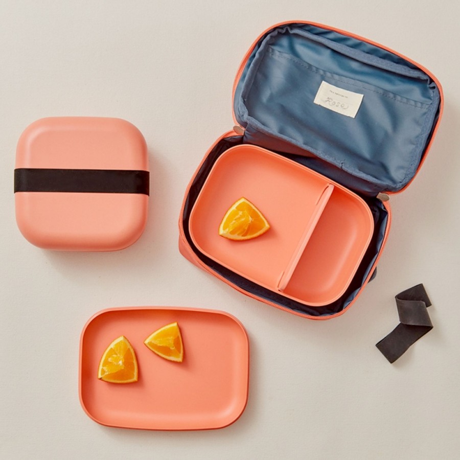 Outdoor Ekobo Picnic Tupperware & Blankets | Bamboo Bento Lunch Box - Rectangle Coral