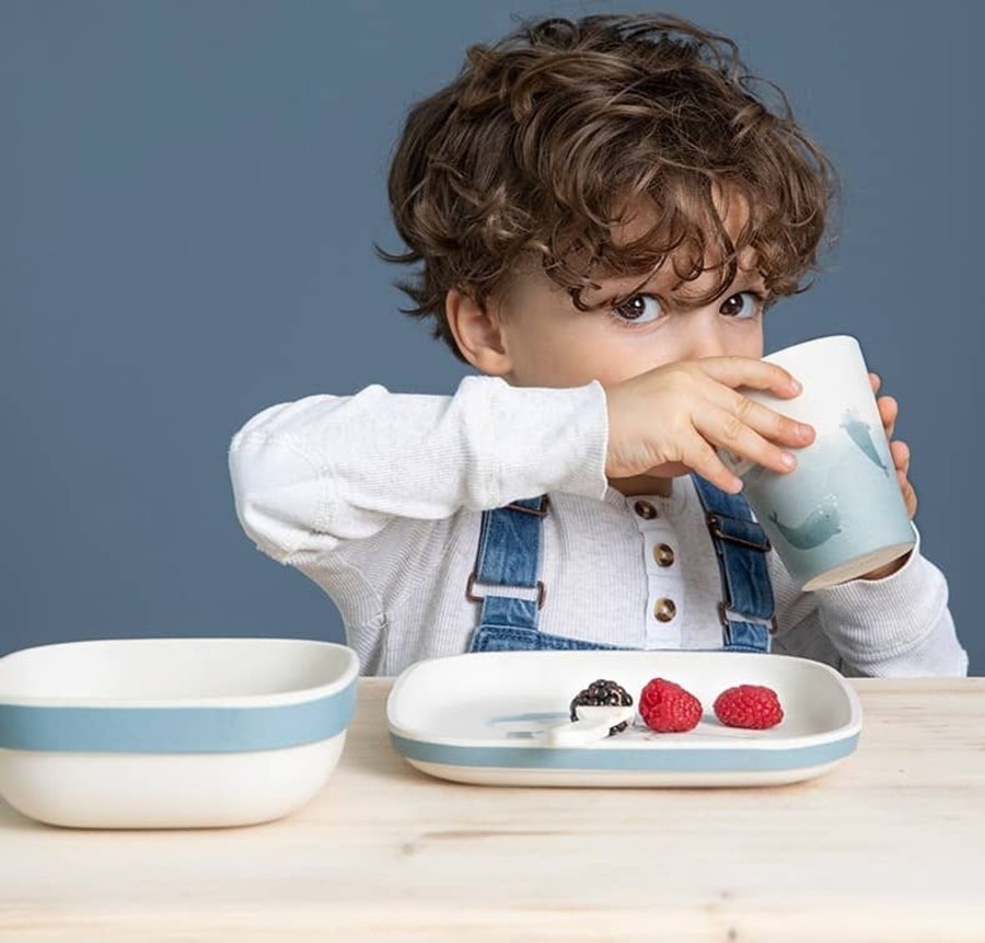 Mealtimes & Care Little Dutch Dinner Sets | Bamboo Kids Tableware Set Blue