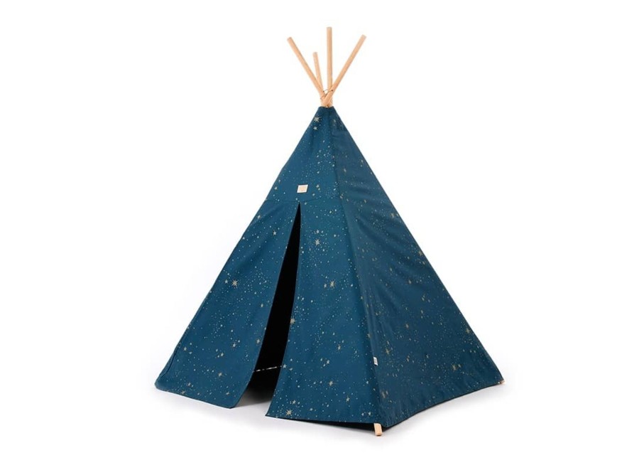 Nursery & Interior Nobodinoz Teepee, Tents & Tunnels | Phoenix Teepee Gold Stella Night Blue