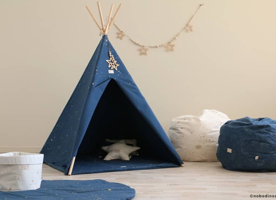 Nursery & Interior Nobodinoz Teepee, Tents & Tunnels | Phoenix Teepee Gold Stella Night Blue