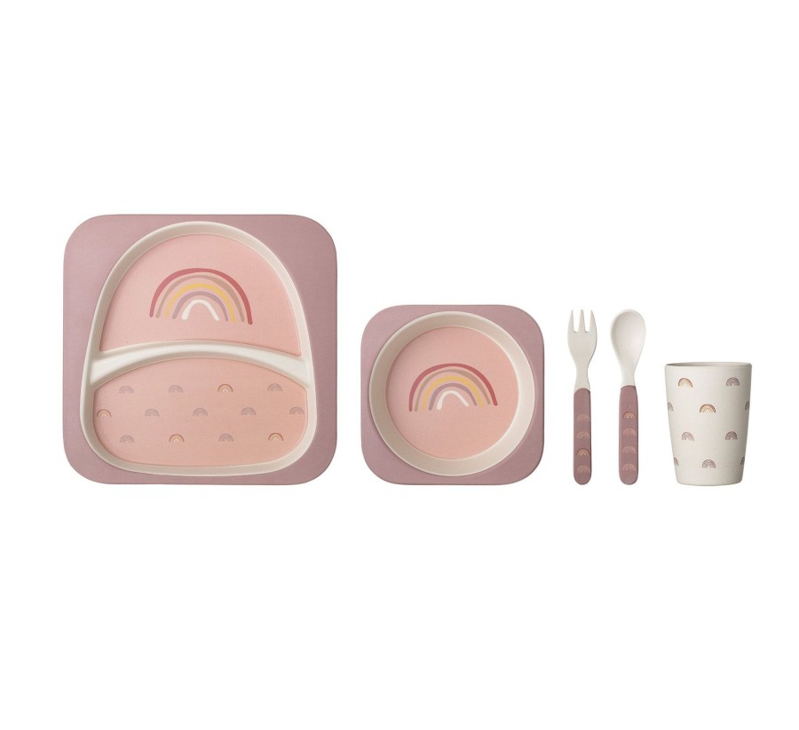 Mealtimes & Care Bloomingville Dinner Sets | Ninni Serving Set, Rose, Bamboo