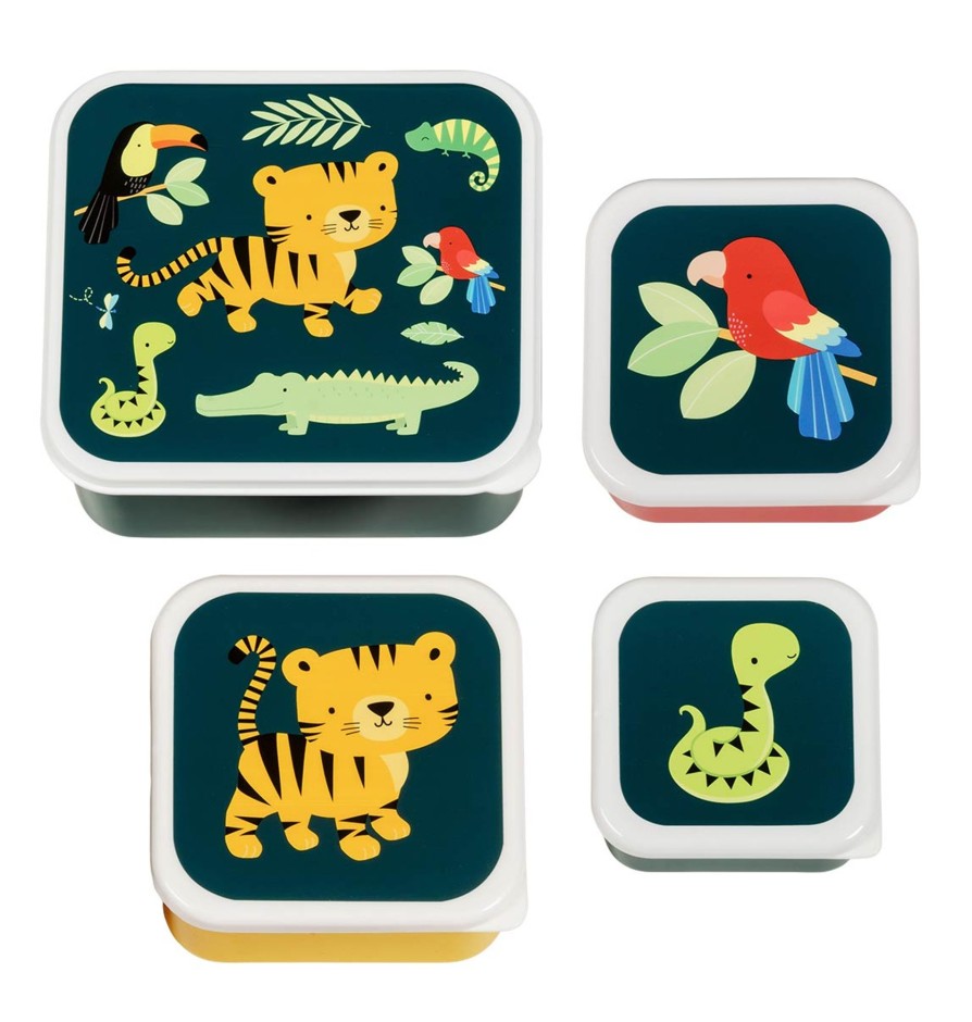 Outdoor A Little Lovely Company Picnic Tupperware & Blankets | Lunch & Snack Box Set - Jungle Tiger