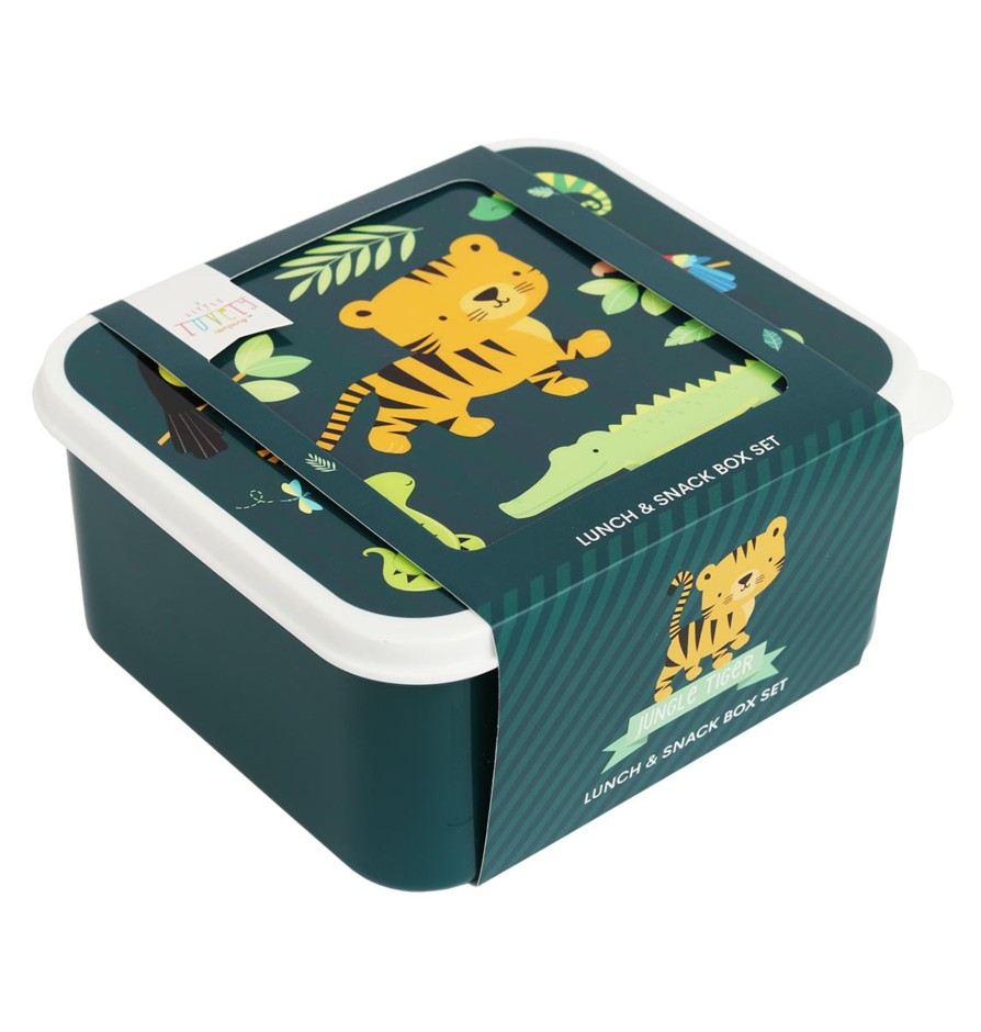 Outdoor A Little Lovely Company Picnic Tupperware & Blankets | Lunch & Snack Box Set - Jungle Tiger