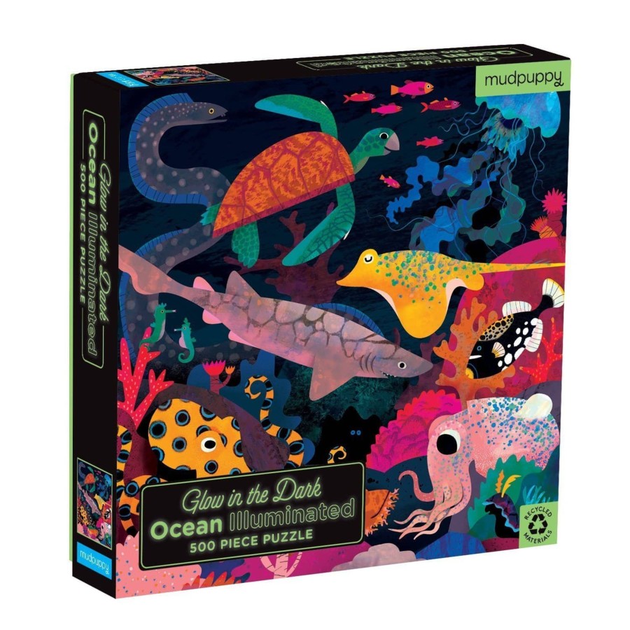 Toys & Play Mudpuppy Puzzles & Games | Ocean Illuminated 500 Piece Glow In The Dark Family Puzzle