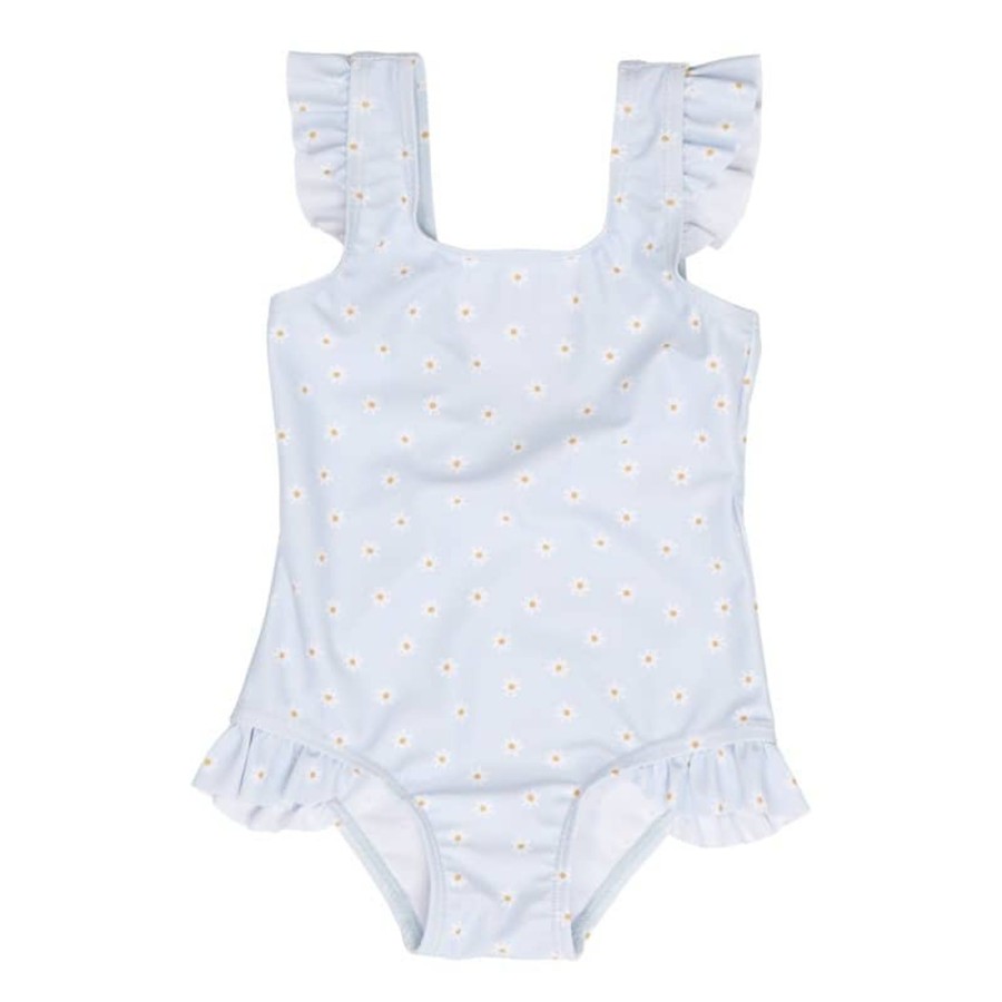 Clothing & Accessories Little Dutch Swimwear | Bathsuit Ruffles Daisies Blue