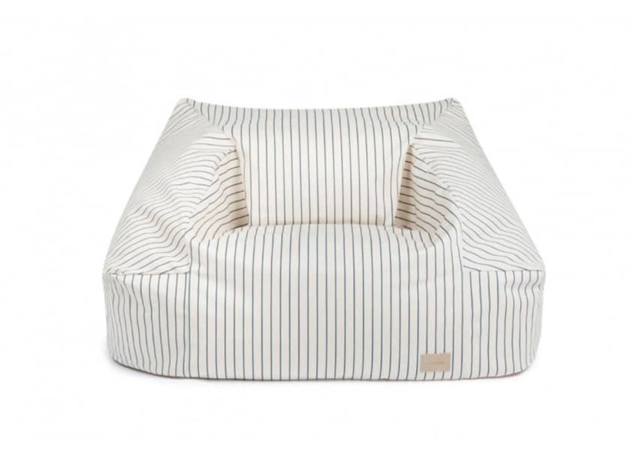 Nursery & Interior Nobodinoz Cushions | Chelsea Armchair Twill Beanbag Blue Thin Stripes Natural