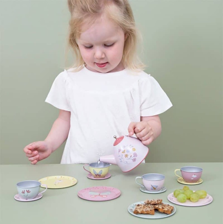 Toys & Play Little Dutch Role Play | Tin Tea Set Flowers & Butterflies