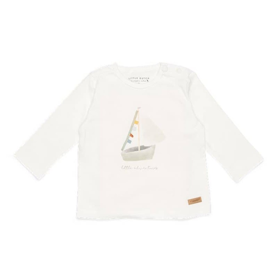 Clothing & Accessories Little Dutch Baby 0-2 Years | T-Shirt Long Sleeves Sailboat White Adventures