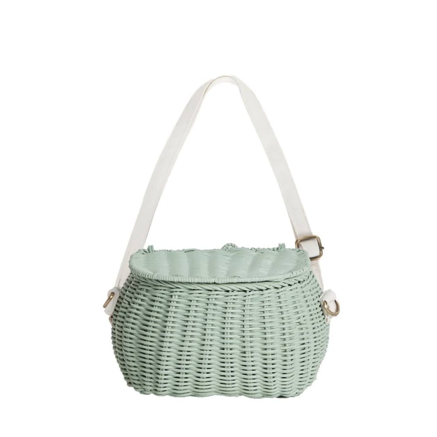 Outdoor Olli Ella Picnic Tupperware & Blankets | Mini Chari Rattan Bag-Mint