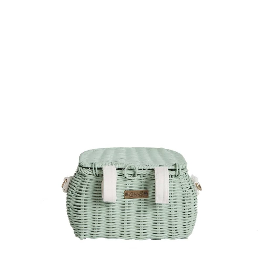 Outdoor Olli Ella Picnic Tupperware & Blankets | Mini Chari Rattan Bag-Mint