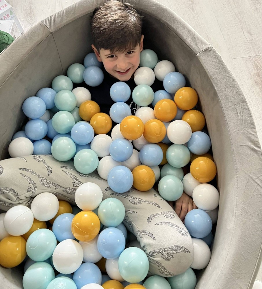 Toys & Play Misioo Ball Pits | Grey Velvet Ball Pit 90X40 | Rainbow Blues