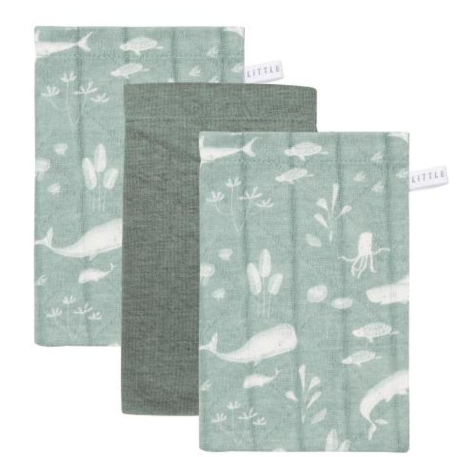 Mealtimes & Care Little Dutch Hooded Towels | Washcloths Set Ocean - Mint