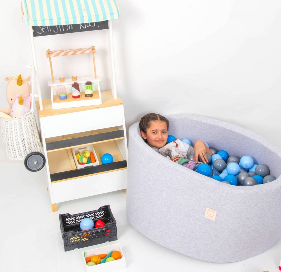 Toys & Play Misioo Ball Pits | Grey Ball Pit 90X40 | Blue/Grey