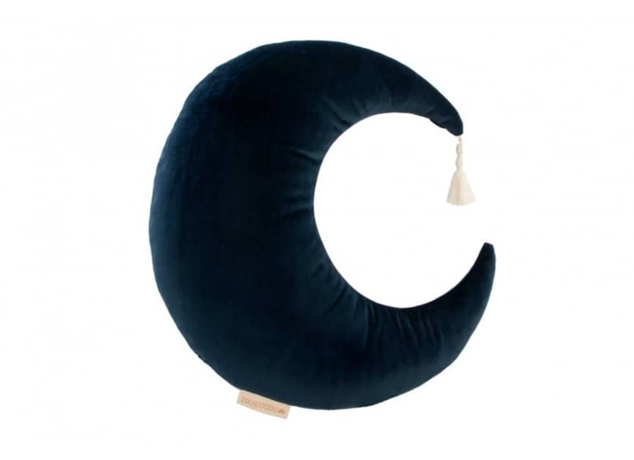 Nursery & Interior Nobodinoz Cushions | Pierrot Cushion Velvet Night Blue