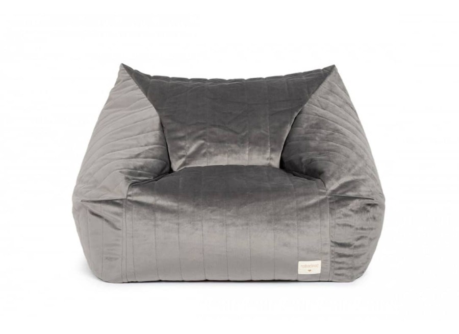 Nursery & Interior Nobodinoz Cushions | Chelsea Armchair Beanbag Velvet Slate Grey