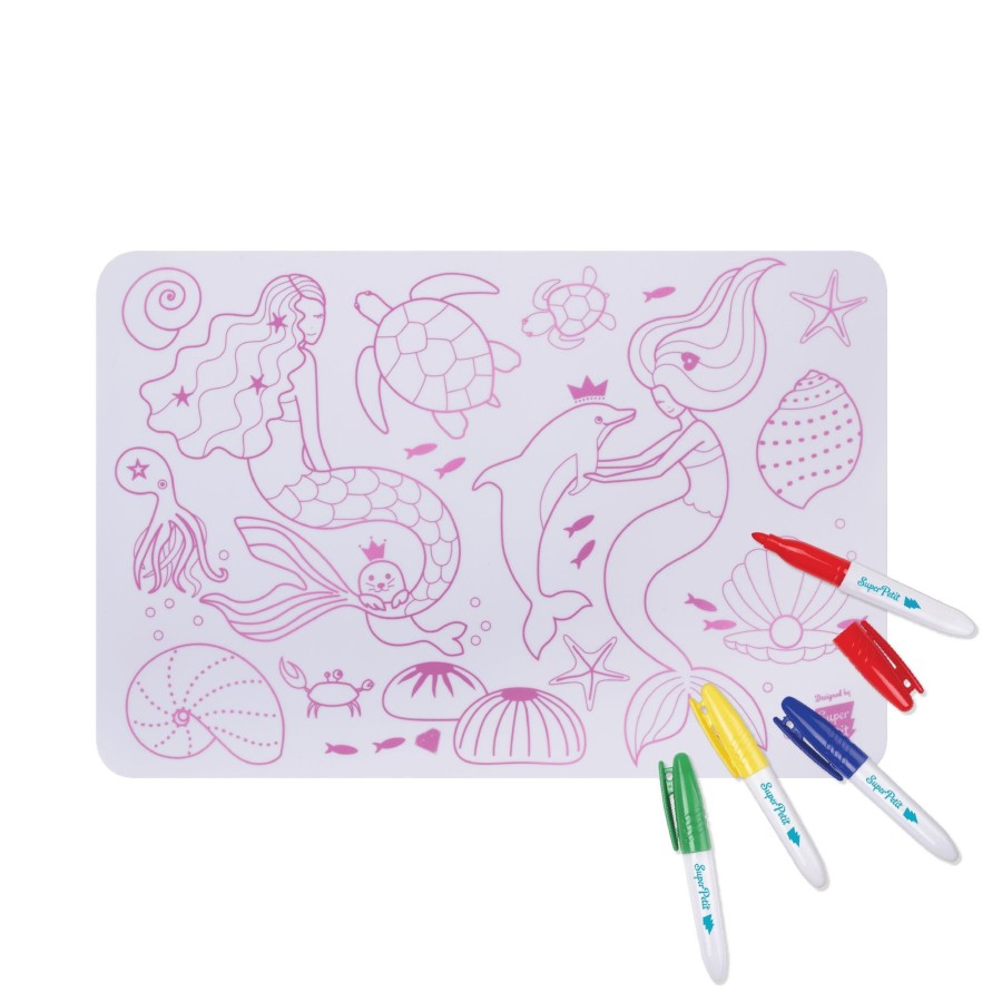 Mealtimes & Care Super Petit Children'S Cutlery & Placements | Mermaid - Reversible Mini Playmat