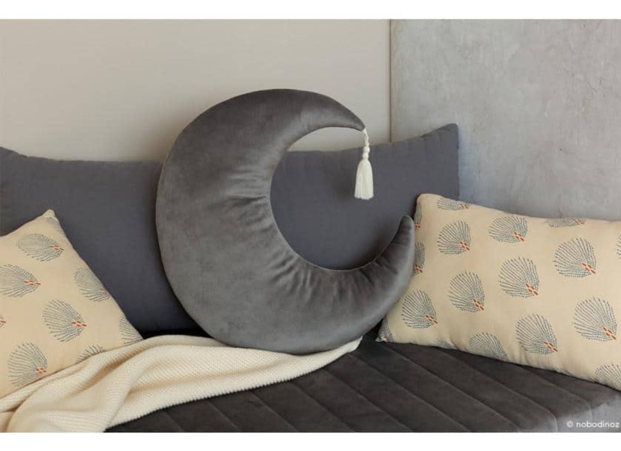 Nursery & Interior Nobodinoz Cushions | Pierrot Cushion Velvet Slate Grey