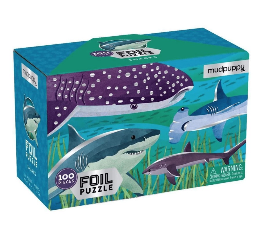 Toys & Play Mudpuppy Puzzles & Games | Sharks Foil Puzzle