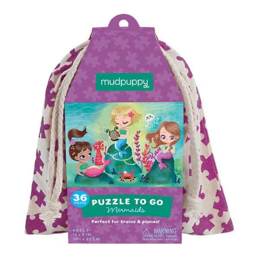 Toys & Play Mudpuppy Puzzles & Games | Mermaids Puzzle To Go In Fabric Travel Bag